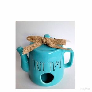 NEW Rae Dunn Tree Time Ceramic Tea Pot Kettle Birdhouse Tiffany Blue